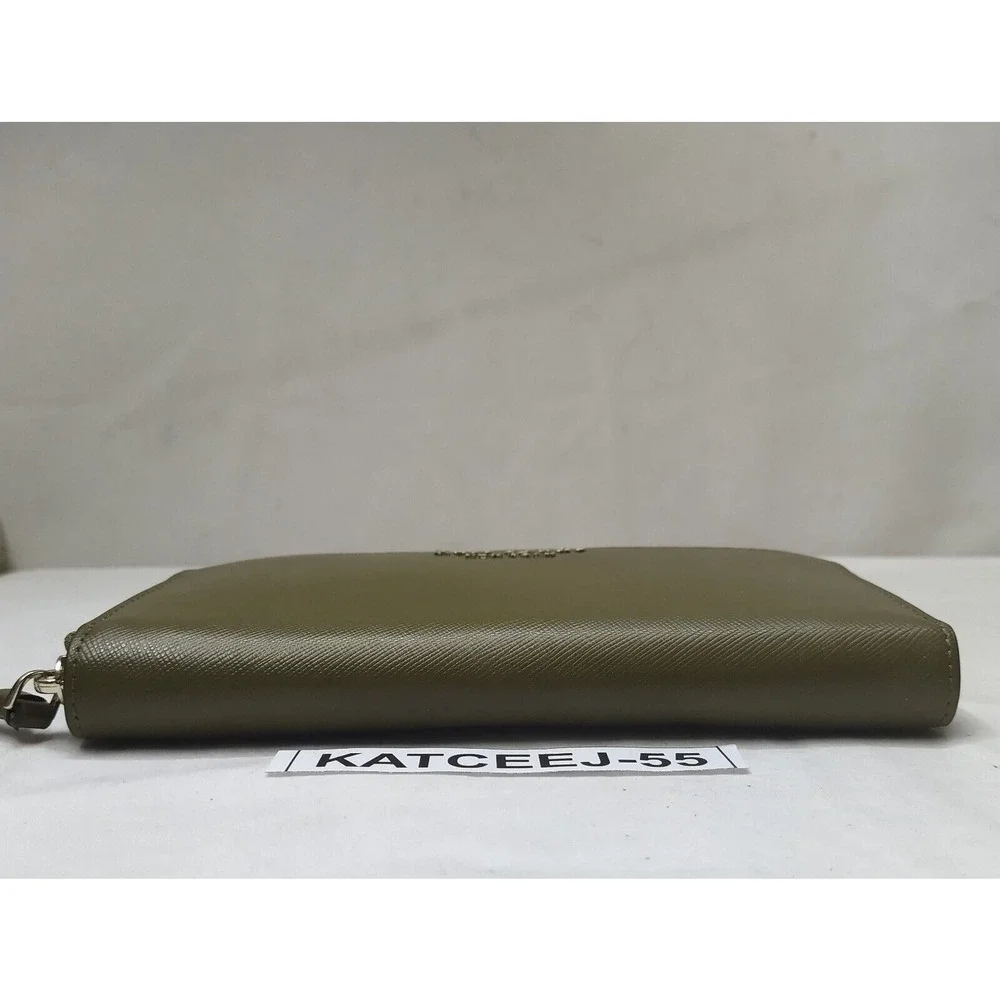 Kate Spade New York Moss Green Leather Zip Around Credit Card Wallet - NWT